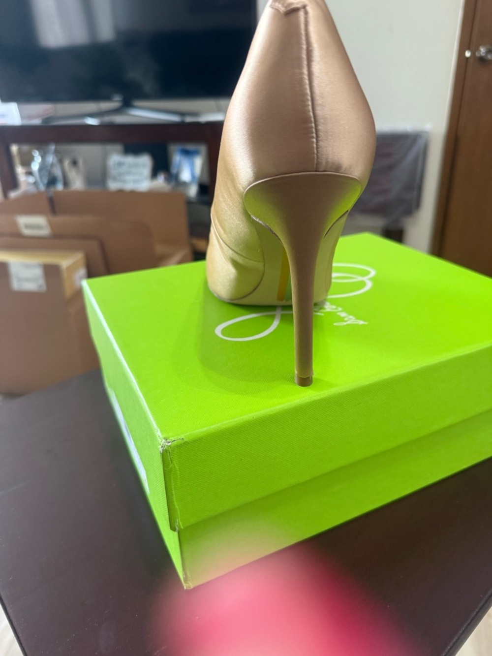 Sam Edelman Blush Satin Pointed-Toe Pump with Crystal Buckle - Picture 8 of 11